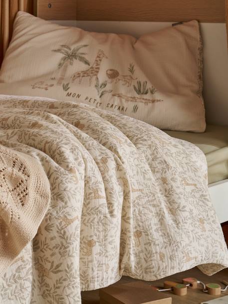 Parure housse de couette + taie d'oreiller bébé BABYLON beige imprimé 2 - vertbaudet enfant 