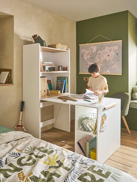 Bibliothèque avec bureau intégré Modulo blanc 2 - vertbaudet enfant 