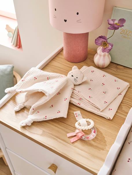 Coffret doudou personnalisable + anneaux de dentition + lange avec mallette CHERRY rouge 3 - vertbaudet enfant 
