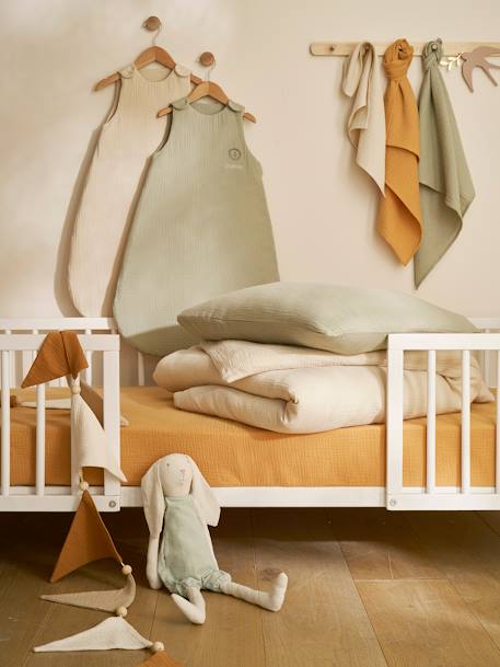 Gigoteuse été sans doublure en gaze de coton Bio*, personnalisable bleu grisé+corail+vanille 12 - vertbaudet enfant 