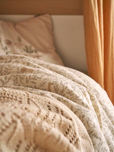 Parure housse de couette + taie d'oreiller bébé BABYLON beige imprimé 3 - vertbaudet enfant 