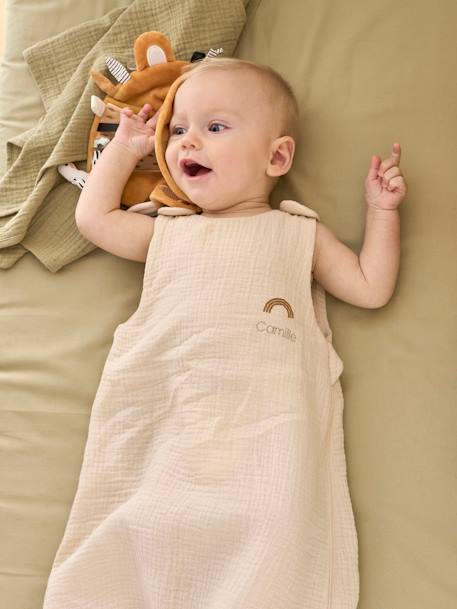 Gigoteuse été sans doublure en gaze de coton Bio*, personnalisable bleu grisé+corail+vanille 11 - vertbaudet enfant 
