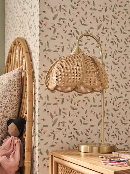 Lampe à poser fleur en rotin et pied en laiton or 1 - vertbaudet enfant 