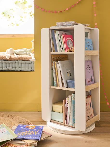 Bibliothèque meuble de rangement tournant LIGNE TERRAZZO beige 1 - vertbaudet enfant 