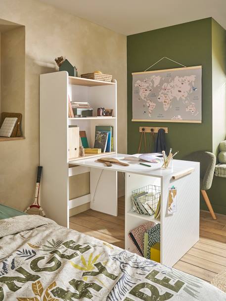 Bibliothèque avec bureau intégré Modulo blanc 1 - vertbaudet enfant 
