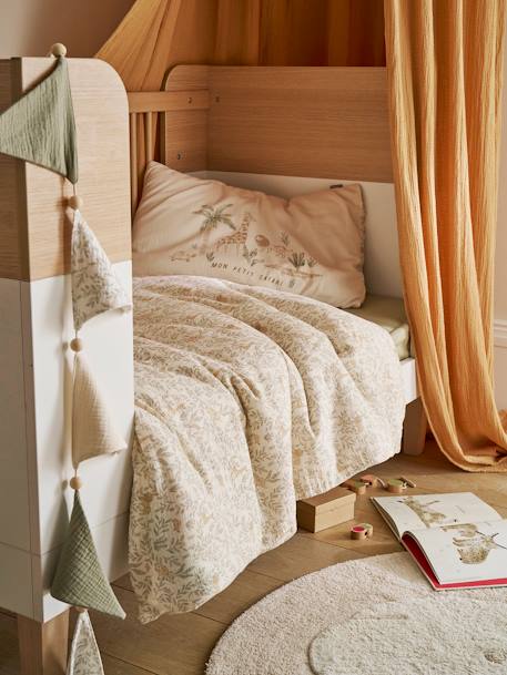 Parure housse de couette + taie d'oreiller bébé BABYLON beige imprimé 1 - vertbaudet enfant 