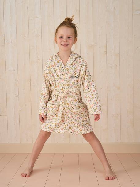 Peignoir de bain enfant personnalisable, avec coton recyclé blanc imprimé 1 - vertbaudet enfant 