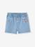 Short en jean brodé fleurs oversize fille bleu clair 2 - vertbaudet enfant 