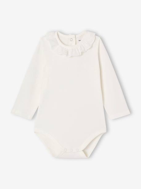 Body bébé col en broderie anglaise manches longues écru 2 - vertbaudet enfant 