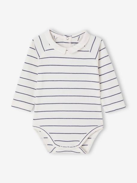 Body manches longues bébé avec col en popeline écru 1 - vertbaudet enfant 