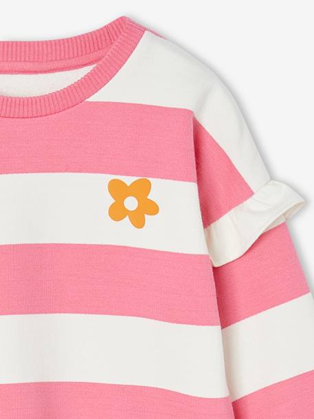 Sweat fille rayé manches à volants bleu pâle+marine+pivoine+rose+rouge+vieux rose 13 - vertbaudet enfant 