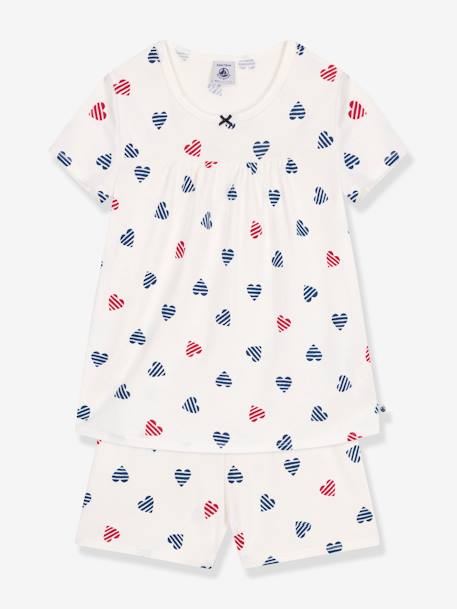 Pyjama short enfant imprimé coeurs blanc 2 - vertbaudet enfant 