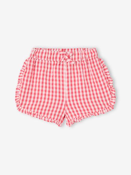 Short vichy en seersucker bébé carreaux rouge 1 - vertbaudet enfant 