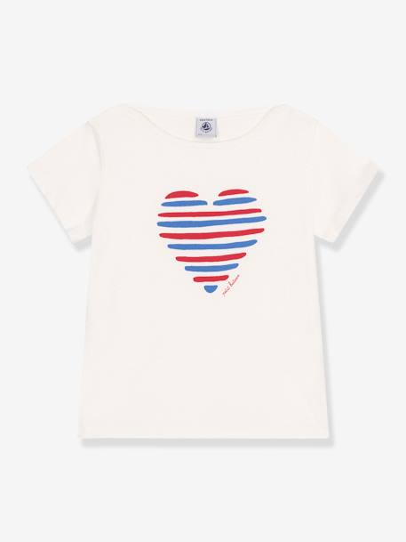 Tee-shirt enfant manches courtes coeur blanc 1 - vertbaudet enfant 