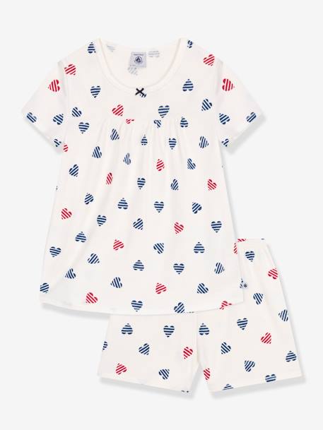 Pyjama short enfant imprimé coeurs blanc 1 - vertbaudet enfant 
