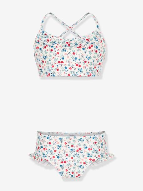 Maillot de bain 2 pièces fleuri fille blanc 1 - vertbaudet enfant 
