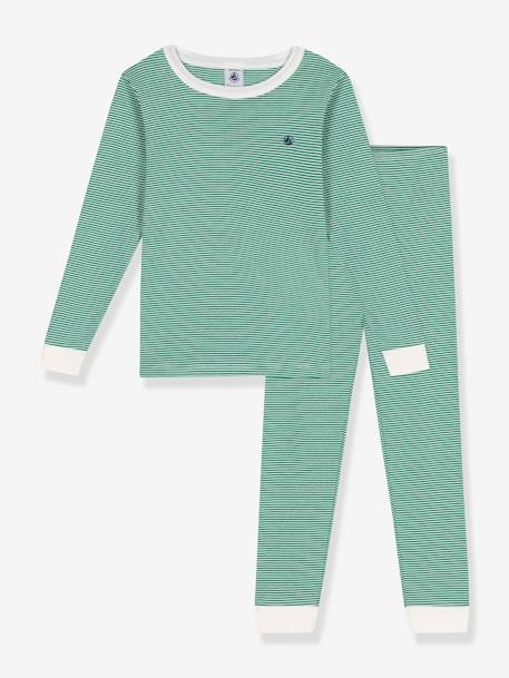 Pyjama enfant en coton à rayures rayé vert 1 - vertbaudet enfant 