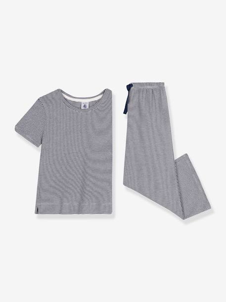Pyjama enfant manches courtes jambes amples rayé marine 2 - vertbaudet enfant 