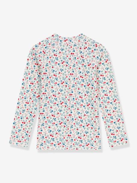 Tee-shirt de bain fleuri anti UV enfant manches longues blanc 2 - vertbaudet enfant 
