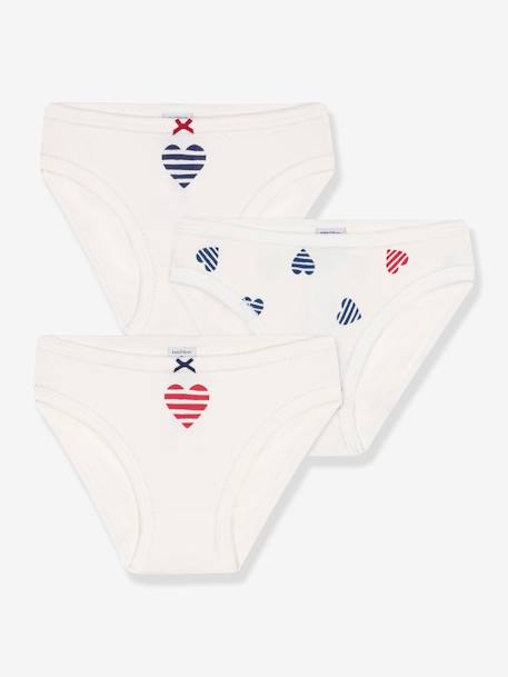 Lot de 3 culottes enfant en coton imprimé coeurs blanc 1 - vertbaudet enfant 