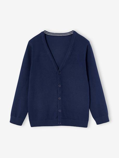 Gilet en maille col V BASICS blanc chiné+gris chiné+marine 9 - vertbaudet enfant 