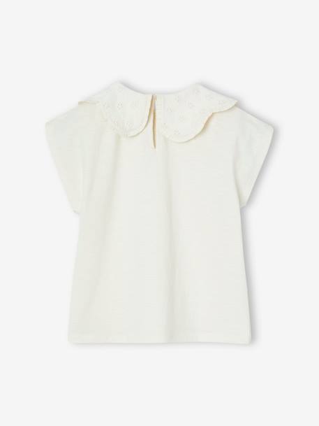 T-shirt fille col brodé fantaisie corail+écru 6 - vertbaudet enfant 