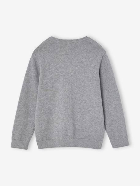 Gilet en maille col V BASICS blanc chiné+gris chiné+marine 7 - vertbaudet enfant 