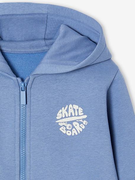 Sweat garçon zippé à capuche motif poitrine blanc chiné+bleu chambray+ocre+rouge+turquoise 6 - vertbaudet enfant 