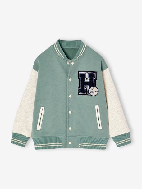 Sweat garçon molleton style teddy badge en bouclettes. anthracite+marine+vert émeraude+vert sapin 11 - vertbaudet enfant 