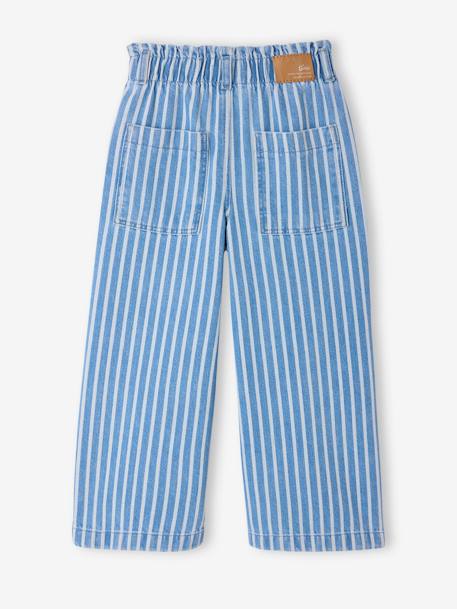 Pantalon fille large motifs fantaisie bleu clair+denim gris+gris+rayé bleu 19 - vertbaudet enfant 
