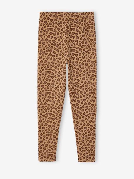 Lot de 2 leggings fille Basics beige+indigo+kaki+marron imprimé+vert sauge 4 - vertbaudet enfant 