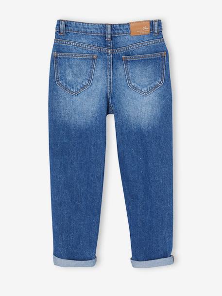 Jean fille droit MorphologiK tour de hanches Fin bleu foncé+denim bleached+stone 4 - vertbaudet enfant 