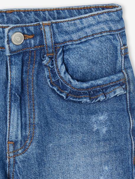 Jean fille droit MorphologiK tour de hanches Fin bleu foncé+denim bleached+stone 5 - vertbaudet enfant 