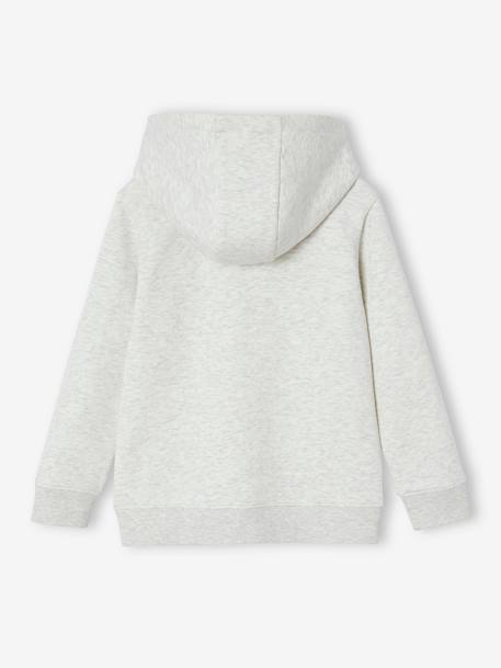 Sweat garçon zippé à capuche motif poitrine blanc chiné+ocre+rouge+turquoise 2 - vertbaudet enfant 
