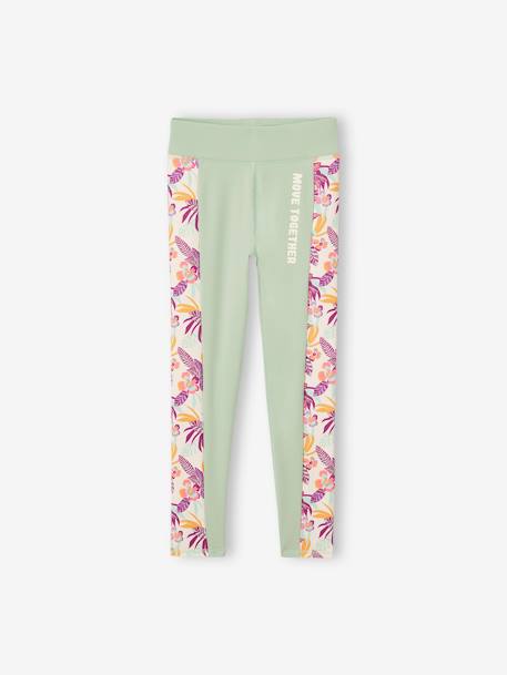 Legging technique sport fille bandes côtés imprimées vert sauge 3 - vertbaudet enfant 