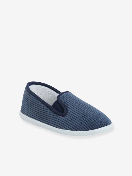 Chaussons velours élastiqués enfant - Fabriqués en France gris+marine 7 - vertbaudet enfant 
