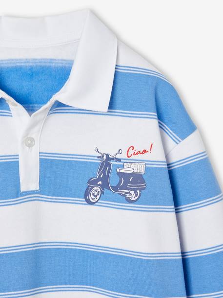 Sweat rayé col polo garçon rayé bleu 3 - vertbaudet enfant 