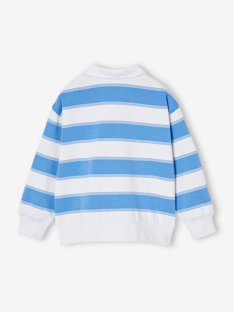 Sweat rayé col polo garçon rayé bleu 2 - vertbaudet enfant 