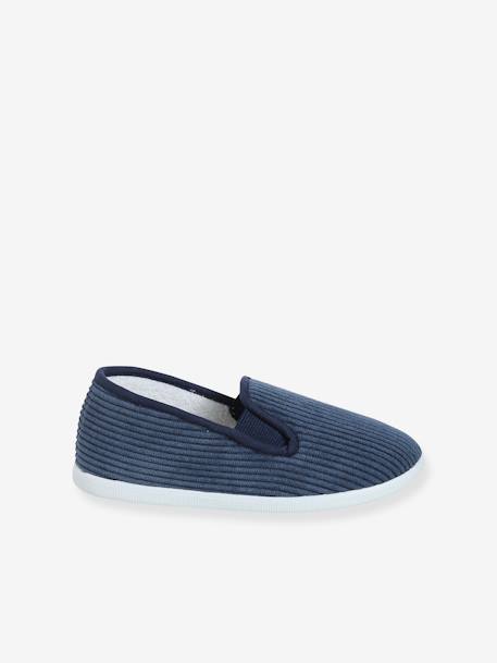 Chaussons velours élastiqués enfant - Fabriqués en France gris+marine 9 - vertbaudet enfant 