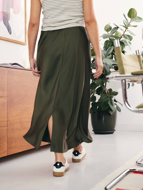 Jupe longue de grossesse effet satiné kaki 3 - vertbaudet enfant 