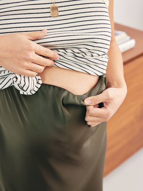 Jupe longue de grossesse effet satiné kaki 4 - vertbaudet enfant 