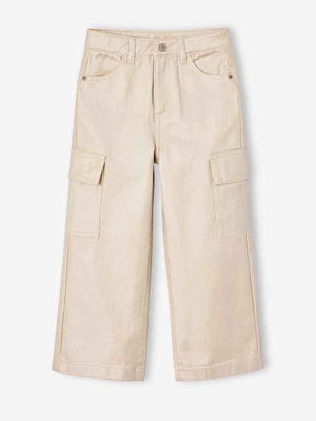Pantalon cargo large irisé fille argent 1 - vertbaudet enfant 