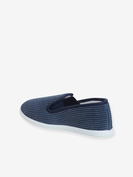 Chaussons velours élastiqués enfant - Fabriqués en France gris+marine 10 - vertbaudet enfant 