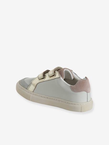 Baskets enfant fille cuir à scratchs blanc imprimé+écru 8 - vertbaudet enfant 