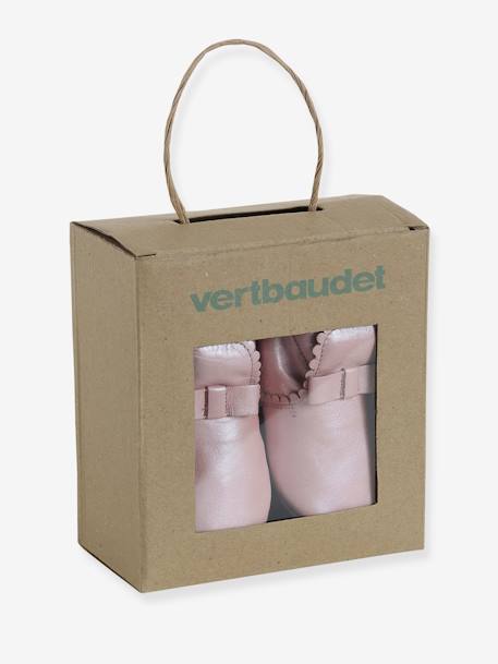 Chaussons élastiqués en cuir souple bébé or+rose 14 - vertbaudet enfant 