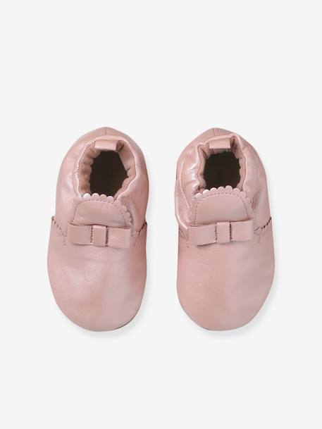 Chaussons élastiqués en cuir souple bébé or+rose 10 - vertbaudet enfant 
