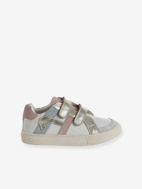 Baskets enfant fille cuir à scratchs blanc imprimé+écru 7 - vertbaudet enfant 