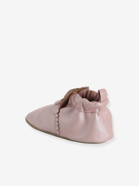 Chaussons élastiqués en cuir souple bébé or+rose 12 - vertbaudet enfant 