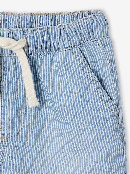 Bermuda garçon jean facile à enfiler bleu imprimé+denim gris+double stone+rayé bleu+stone 22 - vertbaudet enfant 