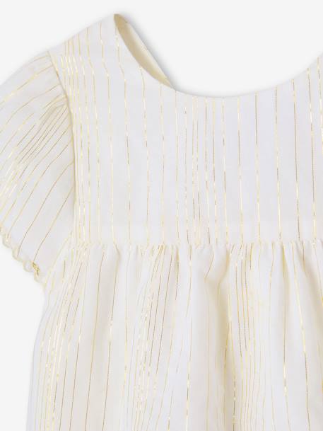 Ensemble cérémonie robe rayée fil brillant + bandeau assorti bébé rayé blanc 4 - vertbaudet enfant 
